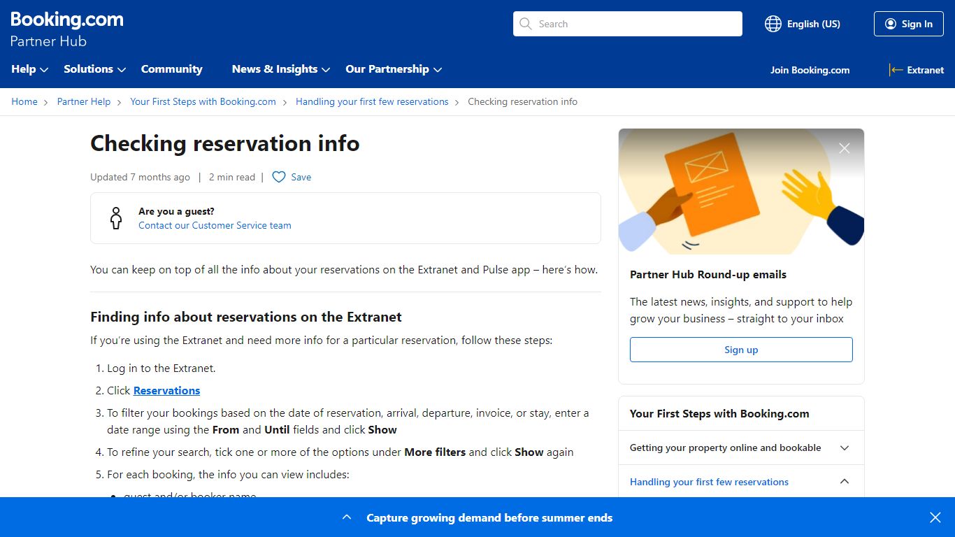 Checking reservation info | Booking.com for Partners - help